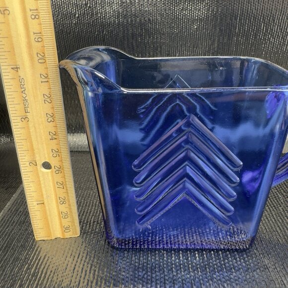 Vintage Hazel Atlas Cobalt Blue Depression Glass Creamer Pitcher Jug Carafe VTG - Picture 2 of 12